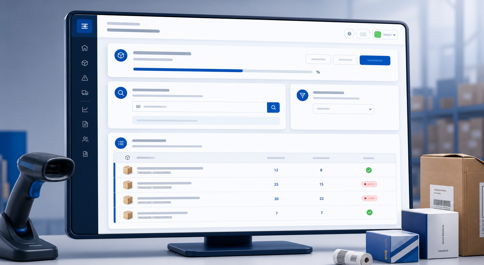 Sistema de conferencia de mercadorias com leitor de codigo de barras e dashboard