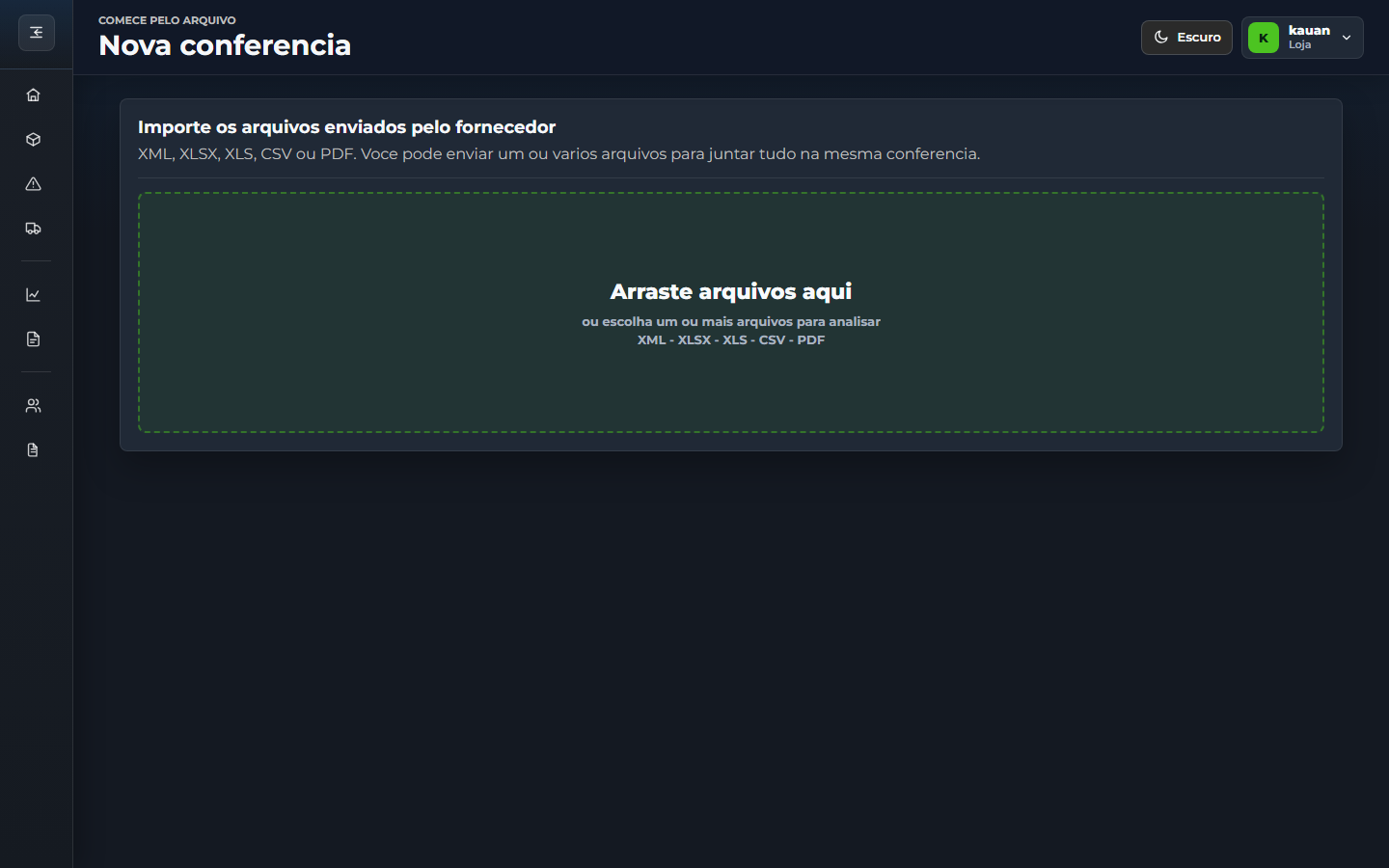Nova conferência com upload de arquivos