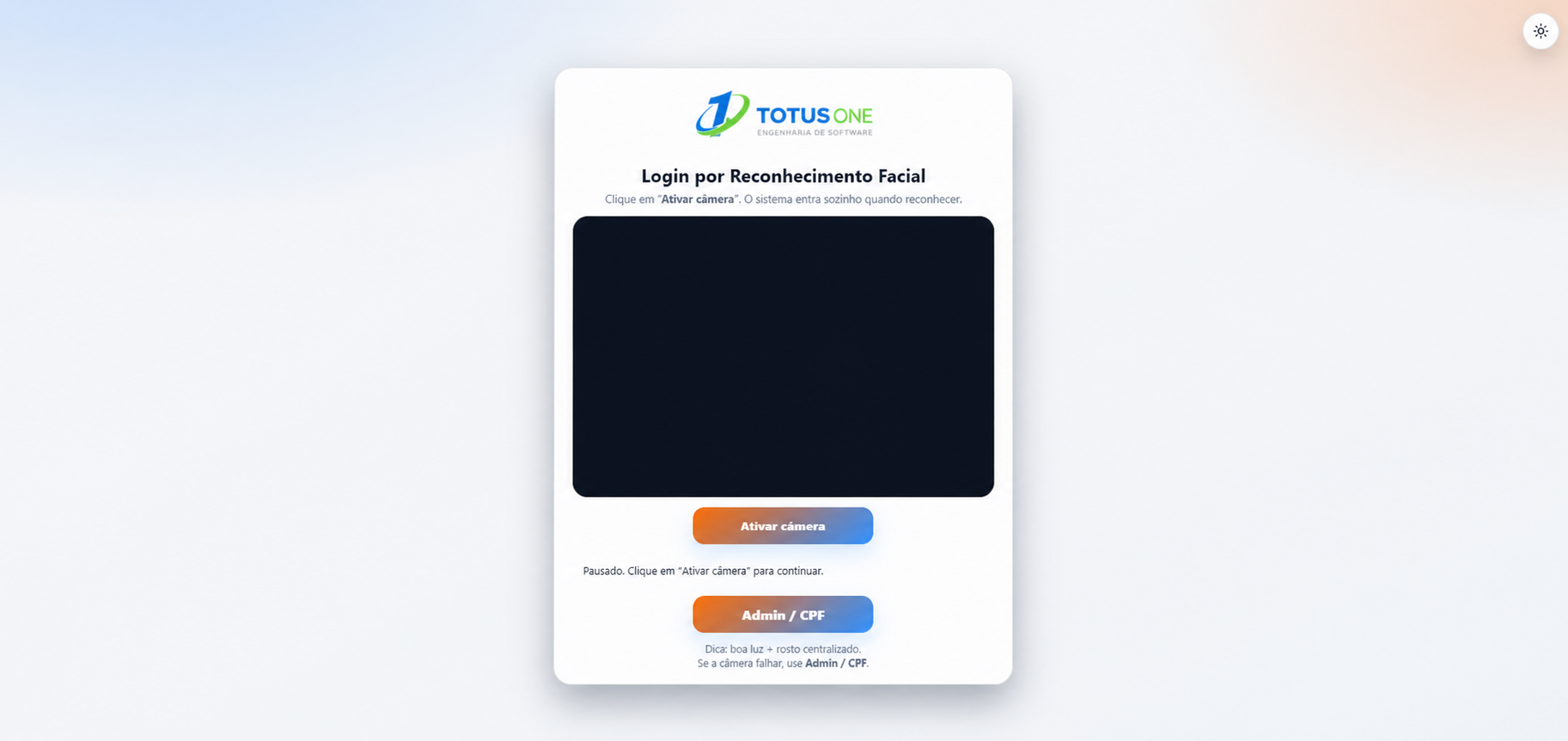 Login por reconhecimento facial do Sistema de Ponto